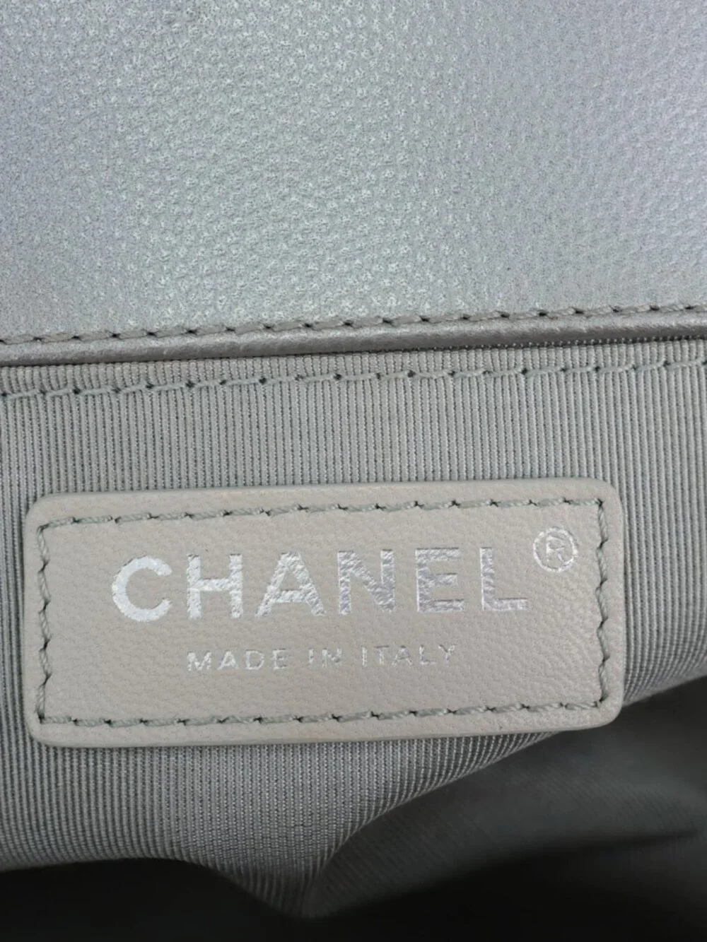 Chanel Boy Flap Medium Chevron Quilted Metallic Caviar Leather Crossbody Bag Si